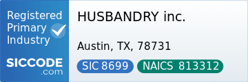 HUSBANDRY inc. - SIC Code 8699 - NAICS Code 813312 - Profile at SICCODE.com