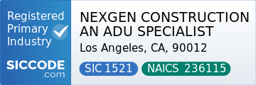 NEXGEN CONSTRUCTION AN ADU SPECIALIST - SIC Code 1521 - NAICS Code 236115 - Profile at SICCODE.com